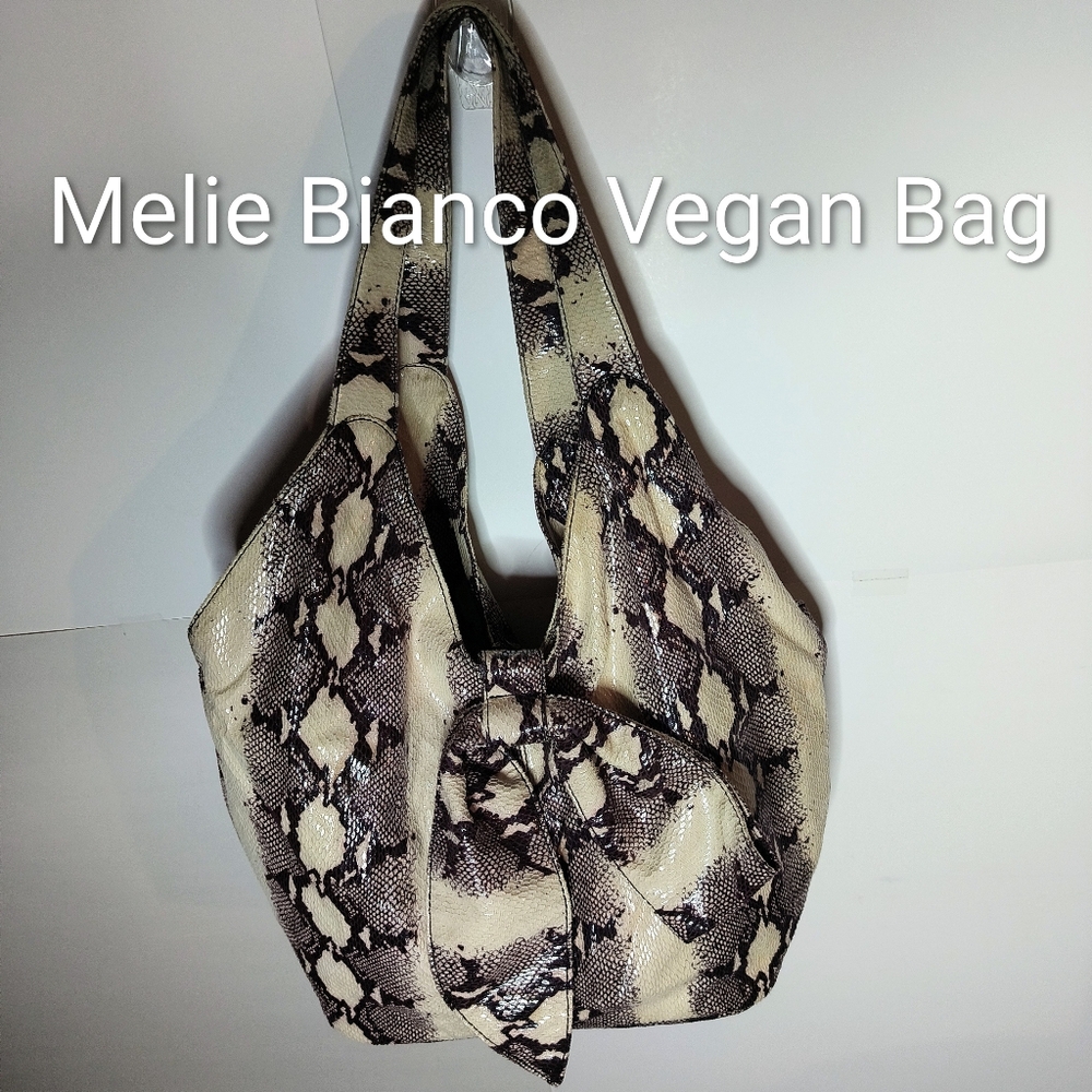 Melie Bianco Snakeskin Shoulder Bag With Large Bow